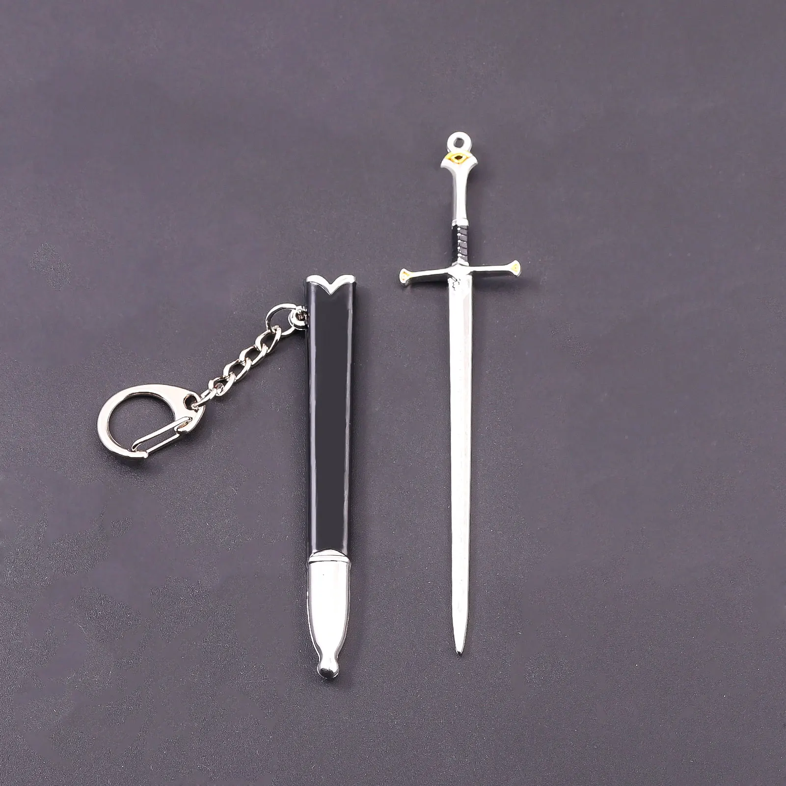 12 Aragorn Narthil Sword Keychains Elves Anduril Medieval Weapon Ring Metal Katana Samurai Sword Bag Pandant Men Ornaments Gifts image 5
