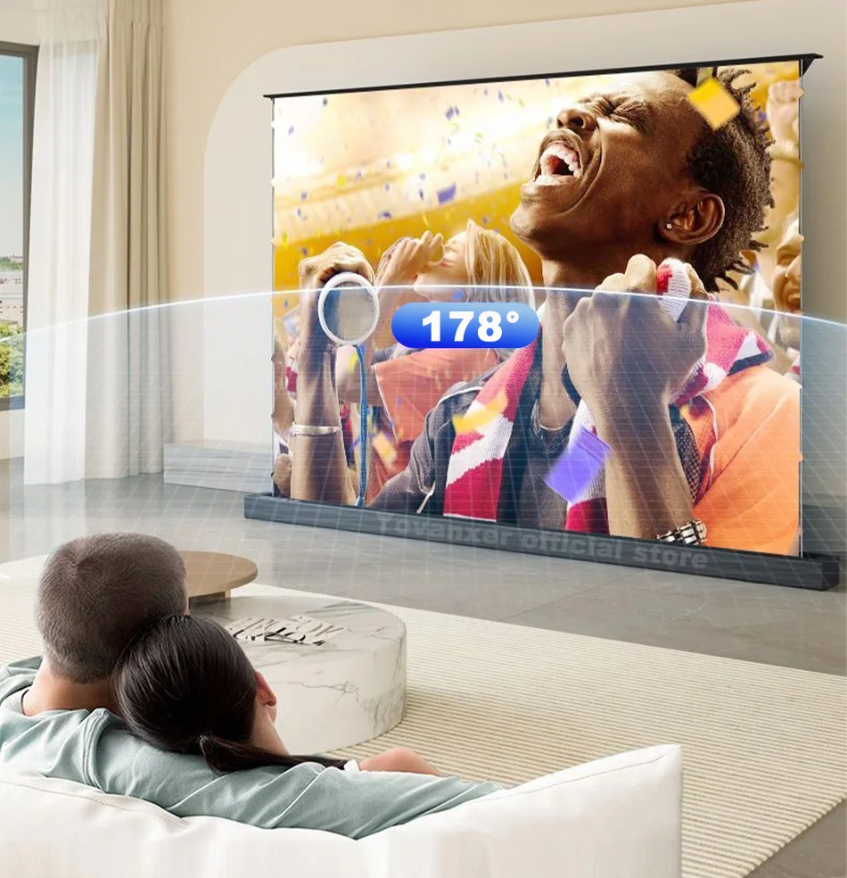 Nieuwe 100-120 Inch T Prisma ALR Gemotoriseerde Elektrische Tab Spanning Vloer Stijgende Projector Scherm Vierkante Shell Voor UST projector