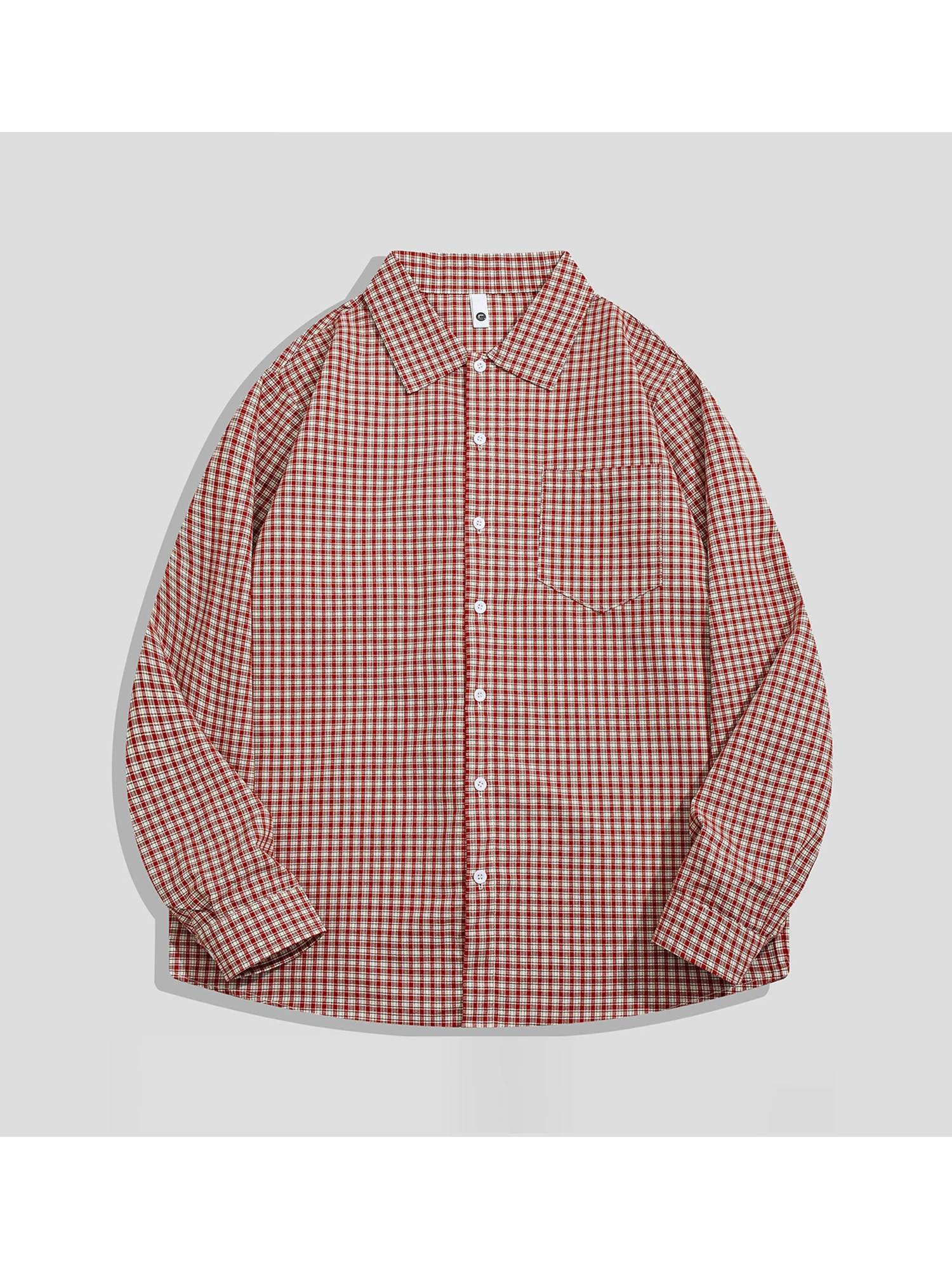 

Women's Red Plaid Shirt Blouses and Shirts Aesthetic 2000s Long Sleeve Vintage Japanese Polo Shirts Clothes Spring Autumn 2026