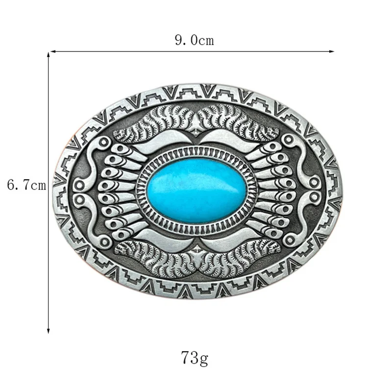 Hebillas de cinturón turquesa de aleación de zinc en stock para mezclilla occidental