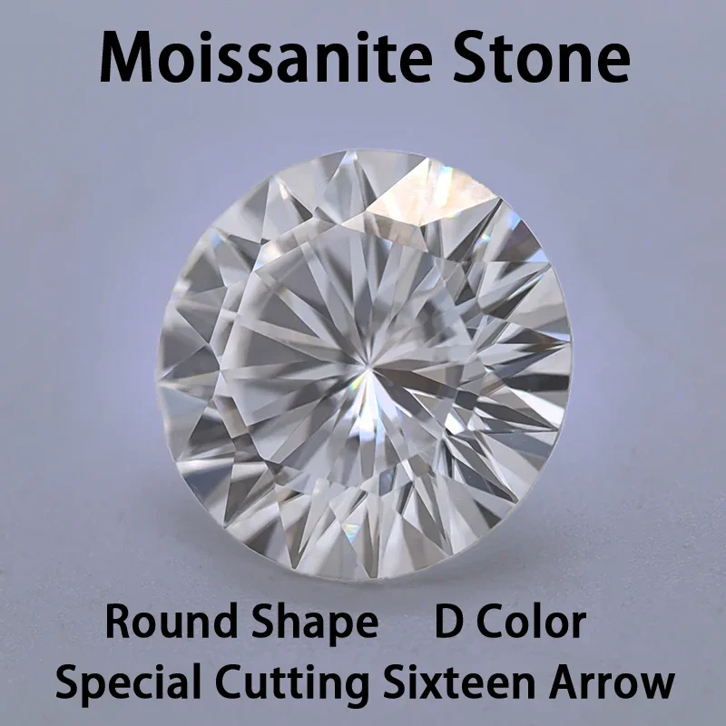 

Moissanite D Color Round Shape VVS1 Sixteen Arrows Charms Gemstone DIY Ring Necklace Earrings Main Materials with Certificate