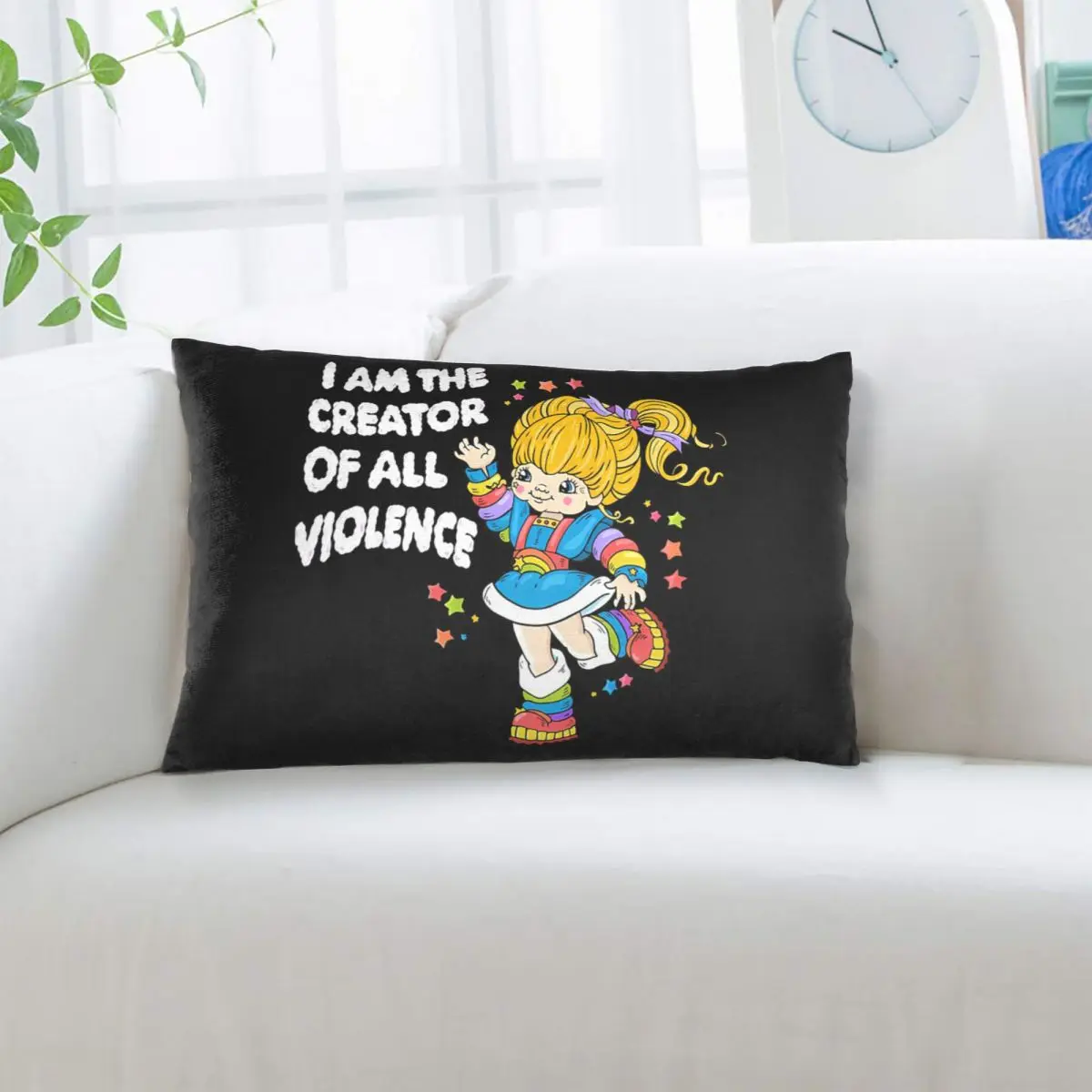 Funda de almohada rectangular con dibujos animados de Rainbows Brite, funda decorativa para cojín, decoración para dormitorio, cama, hogar, almohada cómoda