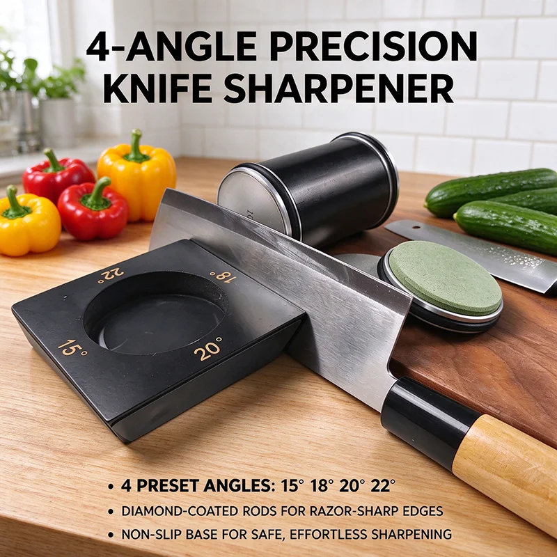 Rolling Knife Sharpener Kit, Multi-Angle Sharpening Tool with Adjustable 15 18 20 22 Degree Angles for Home Kitchen Knives