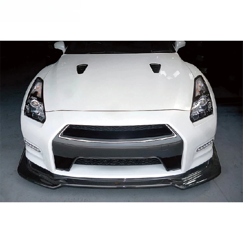 Wet Carbon Fiber Front Lip & Diffuser, Fit Original Bumper for GTR R35 2008-2016