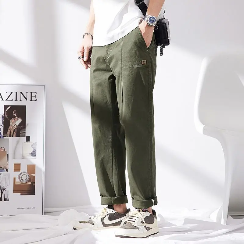 Men's Loose Profile Pants American Vintage Trousers For Men High Waist Army Green Men's Casual Pants Cargo Trousers Male