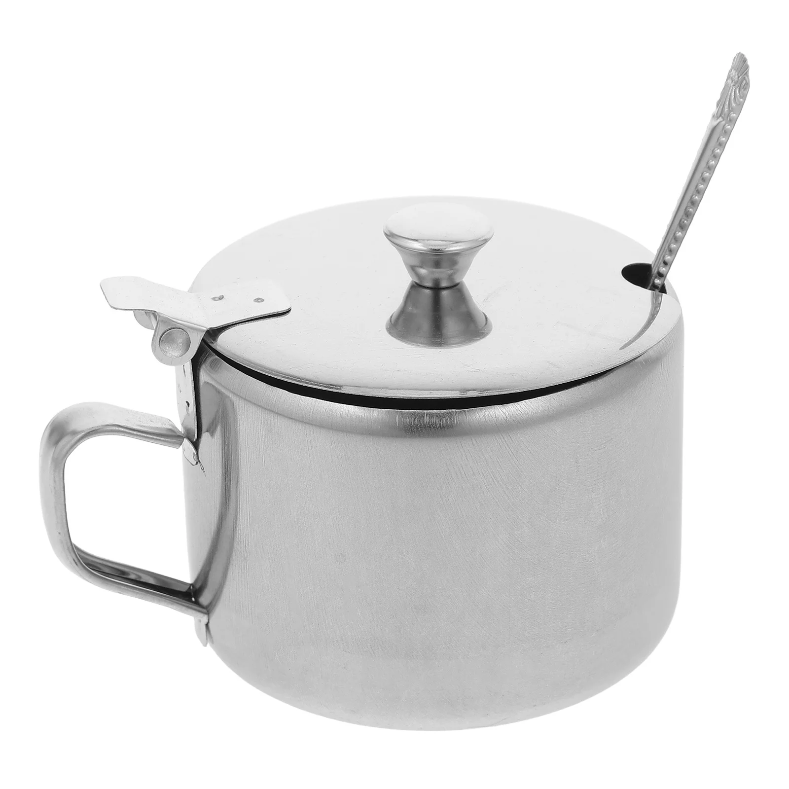 

Stainless Steel Seasoning Pot Cover Spoon Kitchen Salt Pepper Condiment Container Home Restaurant Sugar Jar Lid Spoon