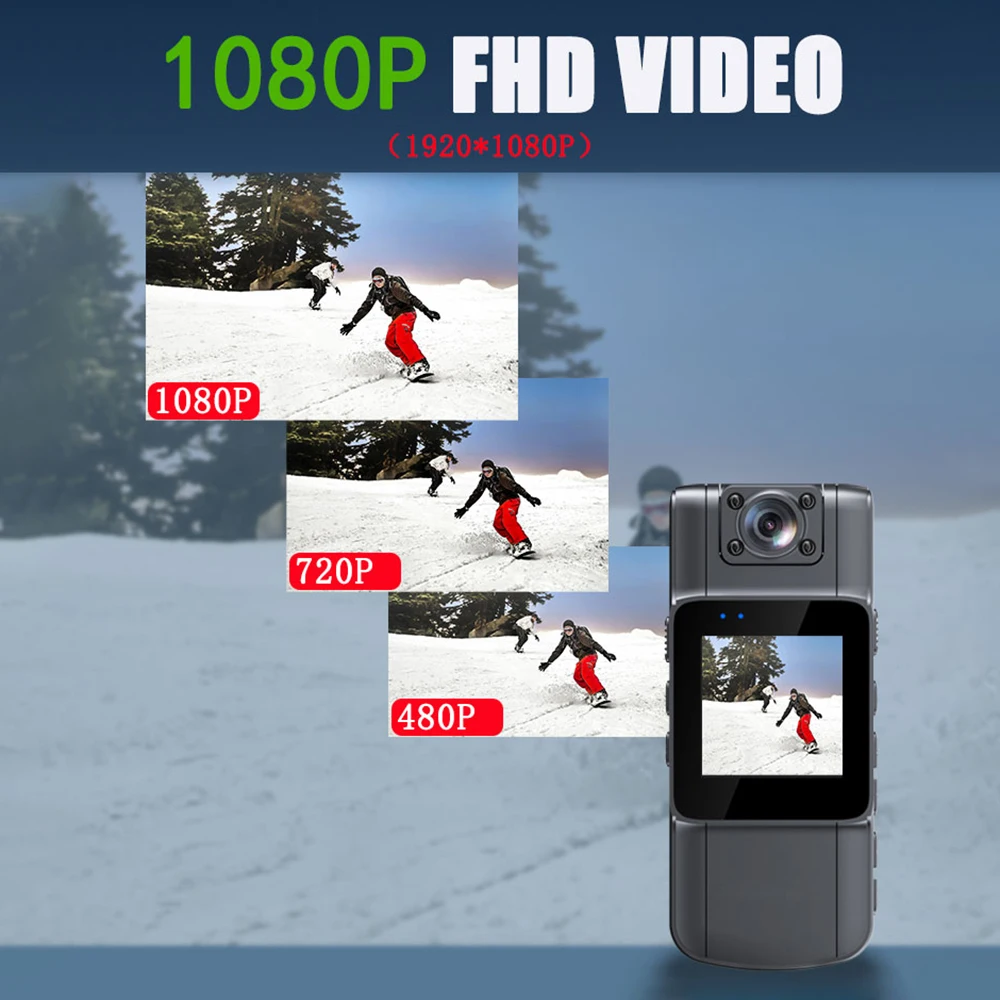 Full 1080P HD Mini Camera 1000mAh Camcorder Body Worn Police Cam Small 180° Rotating Bike Camera Sports DV Car DVR