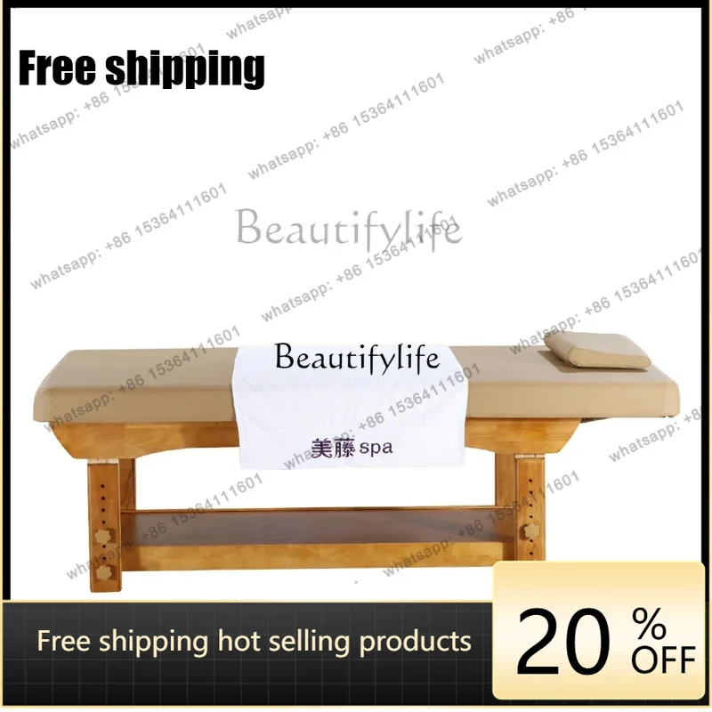 Factory Direct  Beauty Salon Special Bed Solid Wood Pavilion of Regimen Massage Belt Chest Hole Latex Beauty Physiotherapy Bed