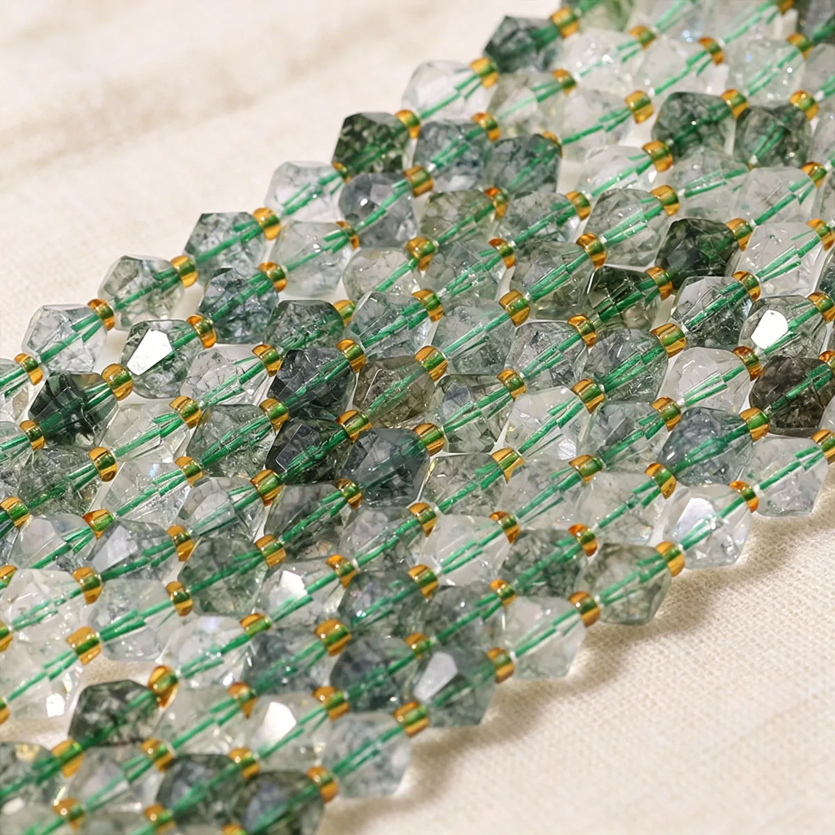 8mm 18Pcs Prasiolite Natural Stone Loose Beads For Making Diy Jewellery Accessories Such as Bracelets Necklaces and Key Rings