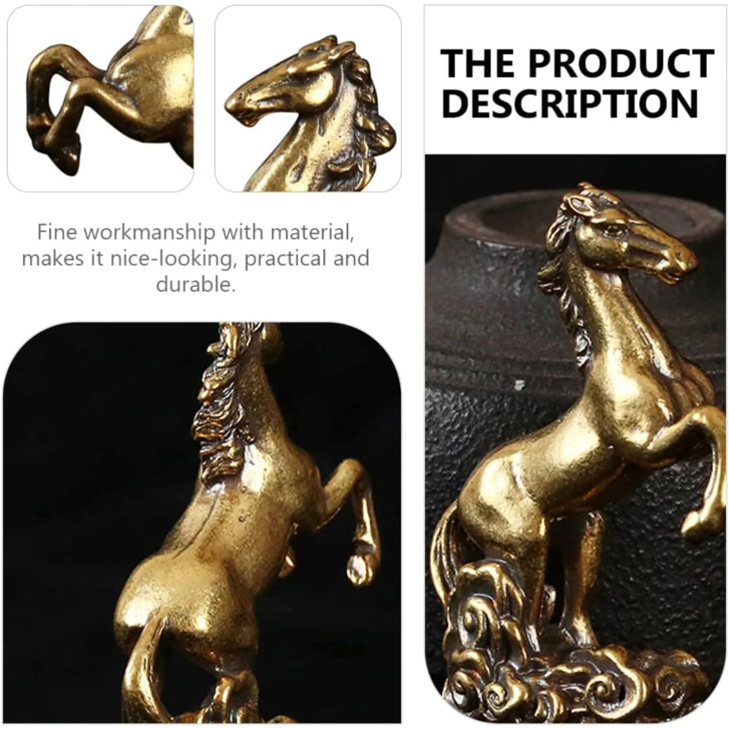 말 동상 - 1.6×1.9" 장식 사무실 장식용 장식 입상 - 완벽한 탁상 장식 조각 장식 그림