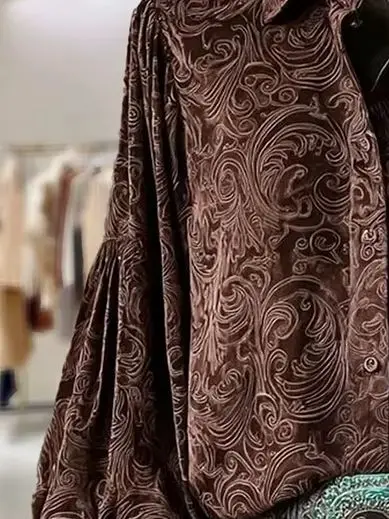 

Женская блузка с цветочным принтом, отложным воротником, на пуговицах, в стиле ретро, повседневная рубашка, винтажный топ для весны