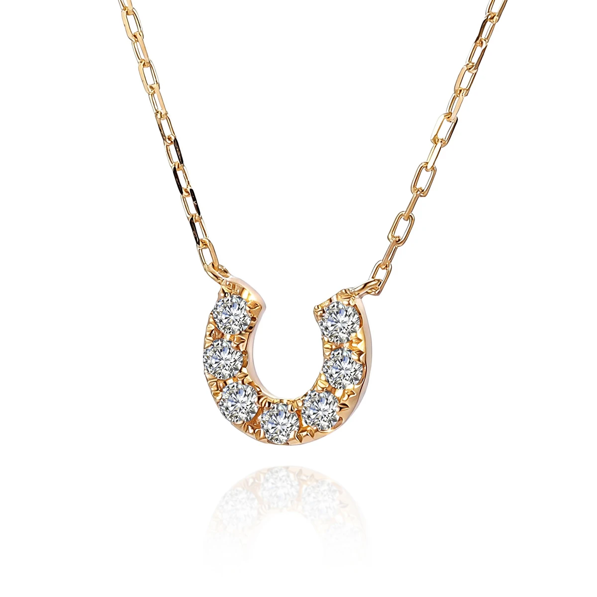 

Колье с подвеской в виде подковы из выращенных в лаборатории бриллиантов круглой огранки, 18-каратное желтое золото, изящное украшение для женщин