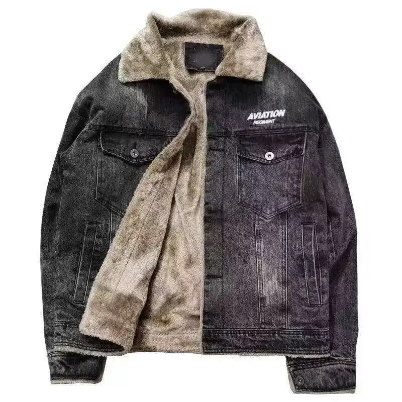 Inverno 2024 cappotto da Cowboy per uomo giacche di jeans calde Vintage uomo imbottito Sherpa Loose Elatic capispalla retrò giapponese di alta qualità