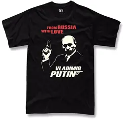 Putin Men T Shirt From Russia with Love Funny USSR Shirts Short Sleeve Casual  T Shirt