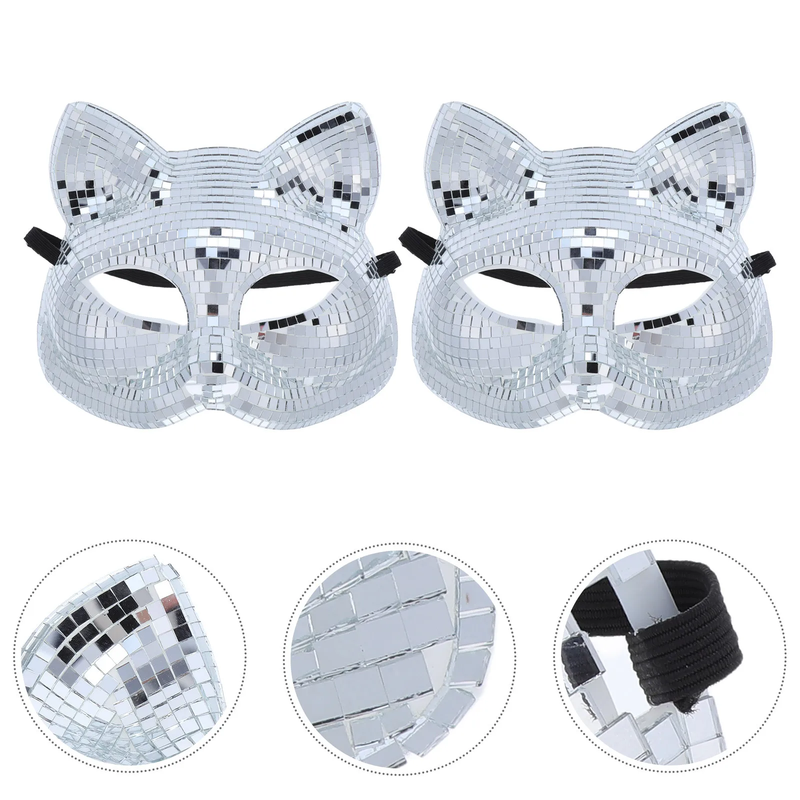 

2pcs Mirrored Mask Sequins Glitter Full Face Covering For Halloween Party Masquerade Ball Carnival Cosplay Adult