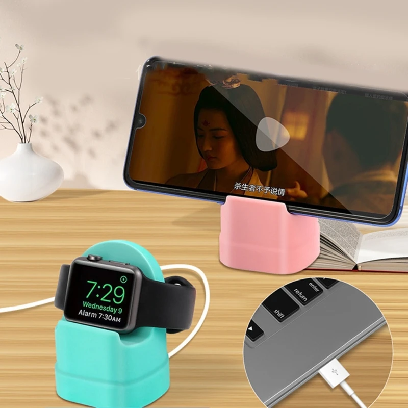 Soporte escritorio para reloj inteligente, accesorio silicona para IOS SE2 7 6 5 4 3 2 1