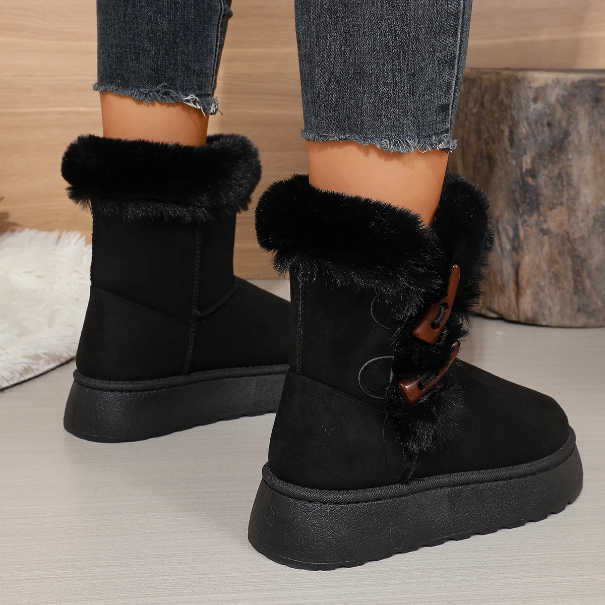 2026 Winter Neuer Stil Bequeme Modische Bestseller Runde Zehenkappe Elegante Lässige Schneestiefel Samt Dickbesohlte Damenstiefel – Detail 21