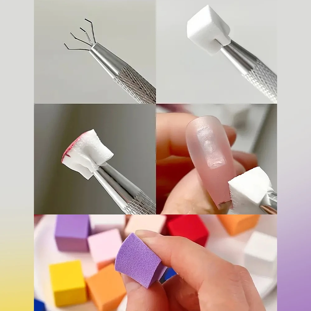 50/300Pcs Nail Sponge Sponge Nail Art Tool with Grab Pen and Sponge Grab Clip Set Nail Gradient Color Nail Tool Accessories image 3