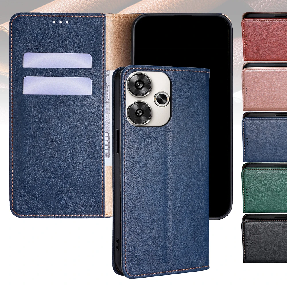 Brieftasche mehrfarbige Flip Leder Bücherregal Abdeckung für Xiaomi Poco F6 Pro Poco X6 Neo M6 4G magnetische Ständer Fall mit Karten fächern