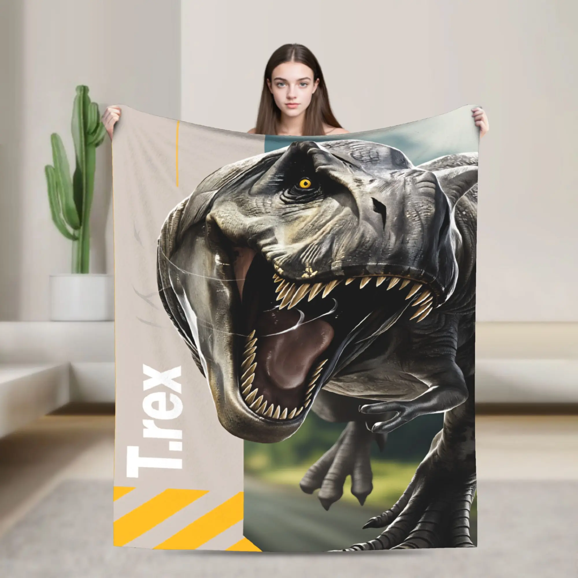 Cartoon Jurassics Parks Dinosaur Blanket Quality Cozy  Throw Blanket Winter Travel Car Home Decor Print Bedspread
