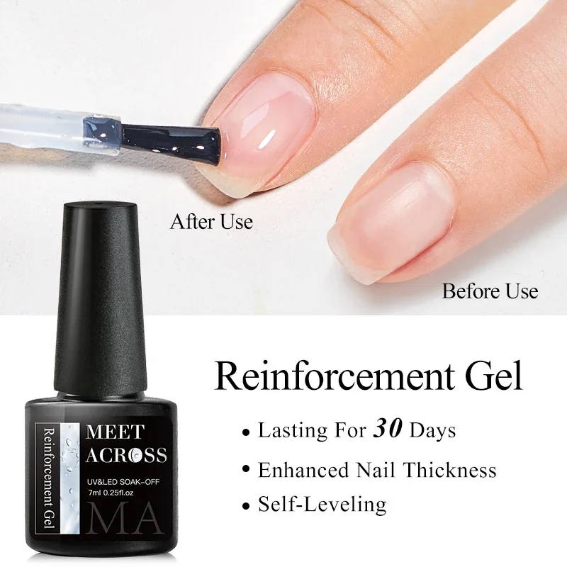 7 ml Verstärkungs-Gel-Nagellack, selbsthebend, langlebig, transparent, klar, Nagelkunst-Lacke für Nägel, Design, Nagelzubehör