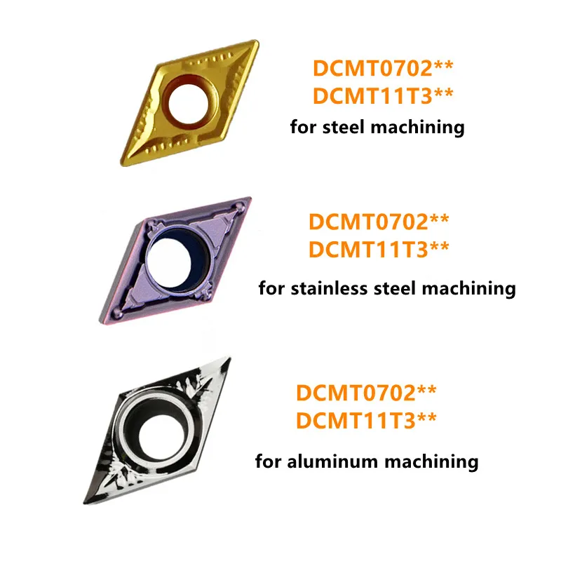 Intlshaft DCMT Carbide Insert for Turning Boring DCMT070204 DCMT11T304 DCMT11T308 for Steel Stainless Steel Aluminum Machining