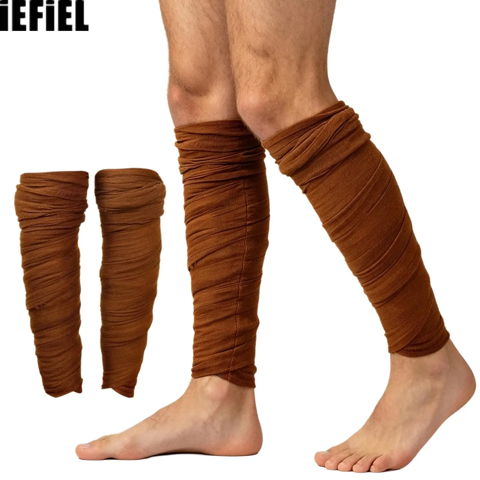 Medieval Pirate Leg Wraps with Safety Pins And Faux Leather Belt Pouch Costume Accessories for Themed Party Halloween Cosplay