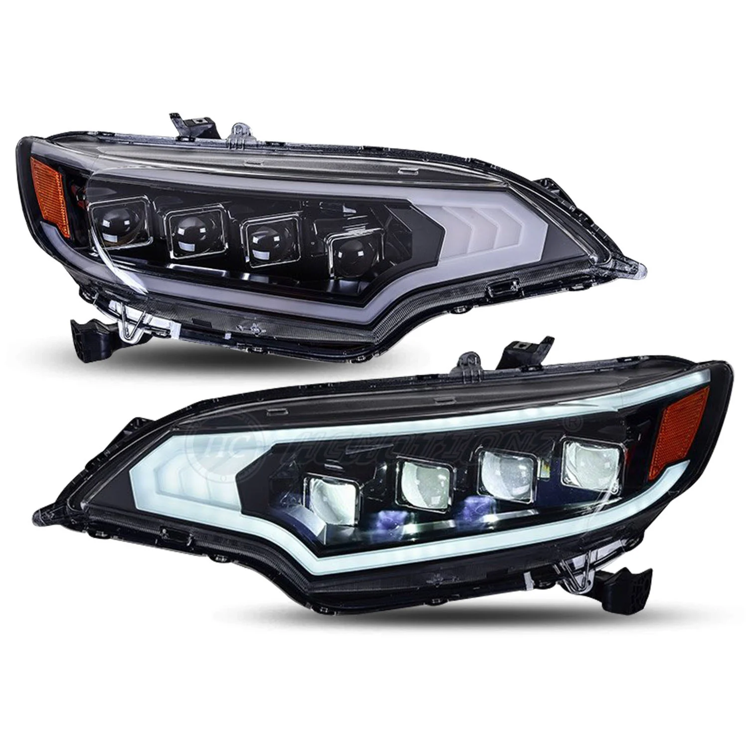For F77 4-Lens LED Projector Headlight 12V Warm White Turn Signal for Honda Fit GK5 2014-2020 Full LED Front Headlamp Assembly