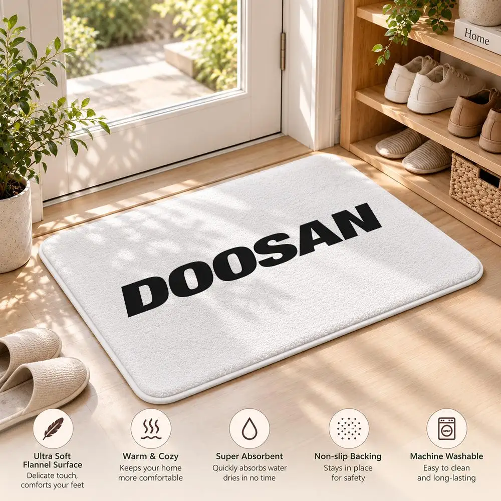 D-Doosan Construction Machinery Floor Mat Flannel Rug Soft Non Slip Door Mat For Bathroom Bedroom Kitchen Living Room Home Decor