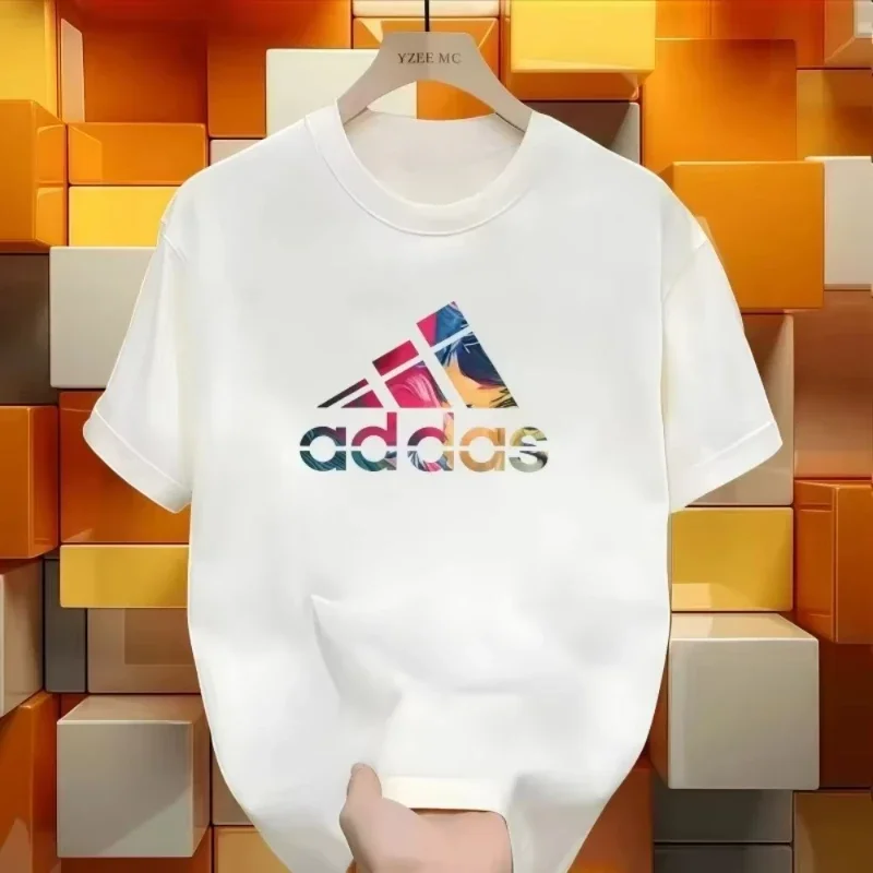 2026 Summer and autumn simple and trendy machine-printed T-shirt loose and casual short-sleeved men's and women's sportswear top