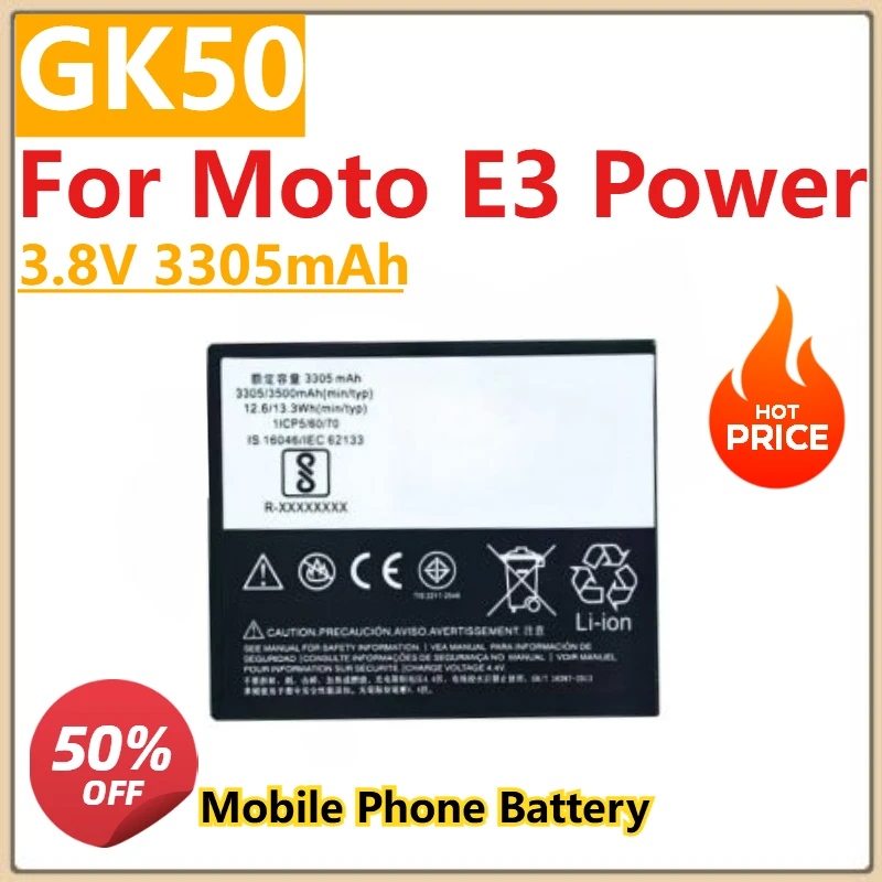 

New GK50 3.8V 3305mAh Mobile Phone Battery For Motorola Moto GK50 HC40 HC60 KC40 JE30 KE40 JE40