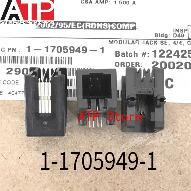 10pcs/lot Original 1-1705949-1 Connector RJ-22 F 4 POS 1.02mm Solder RA Thru-Hole 4 Terminal 1 Port Cat 3 Loose