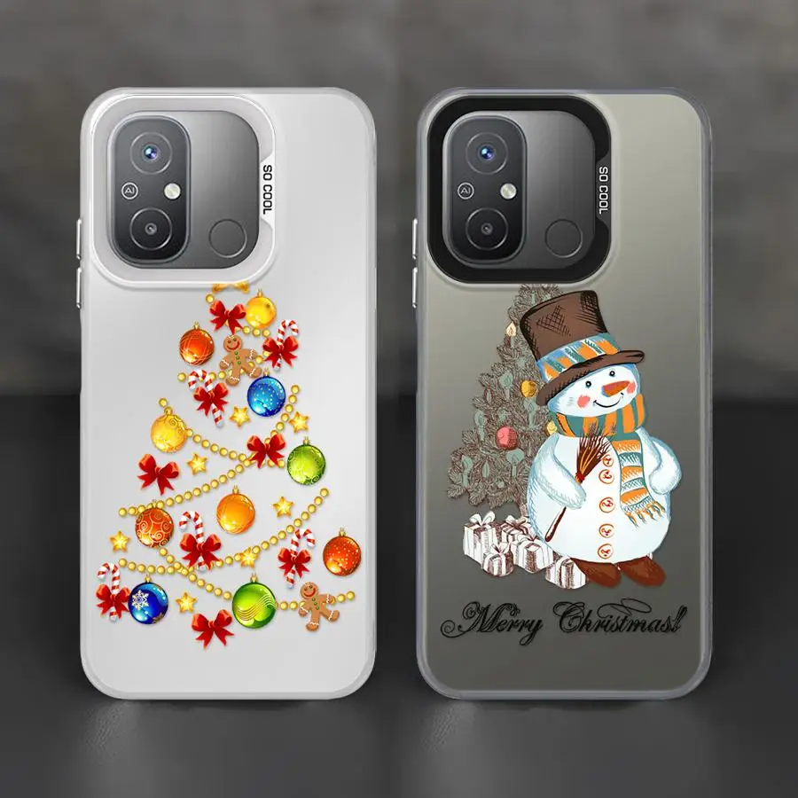 Capa de telefone colorida árvore de Natal para Xiaomi Poco C51 X3 NFC X3 Pro C61 C50 Shell