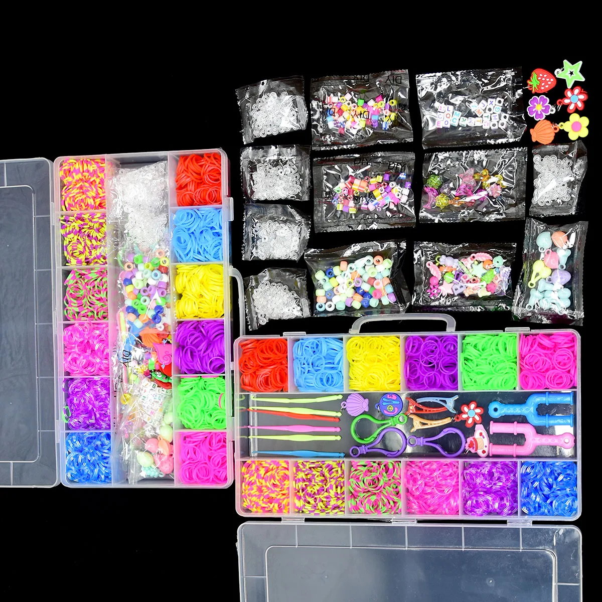 DIY elastisch rubberen lint gereedschapskist geweven armband handgemaakt meisje cadeau kinderspeelgoed regenboog armband weefgetouw maken kit