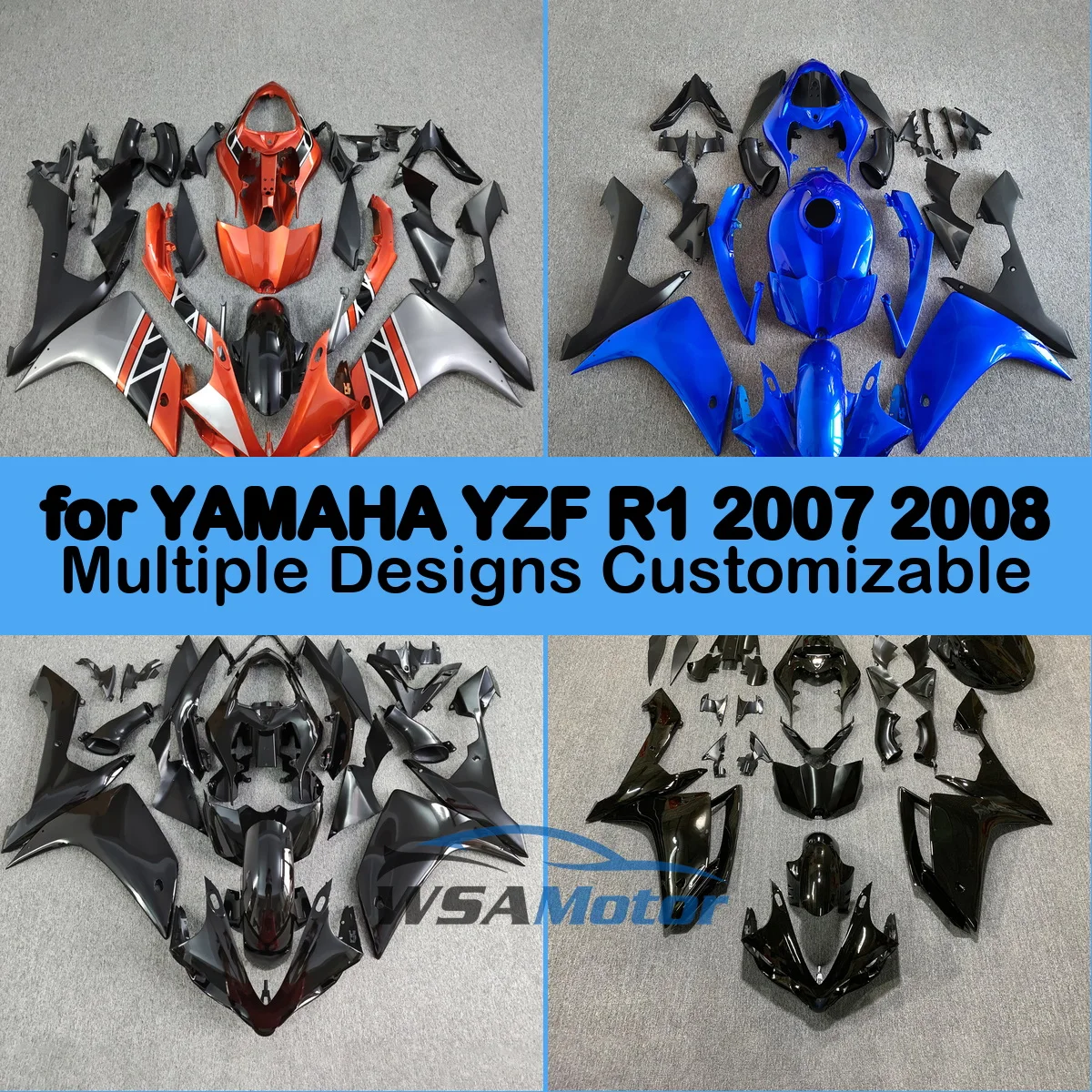 ABS Injection Bodywork Cowling Panels Plastic for YAMAHA for YZF for R1 2007 2008