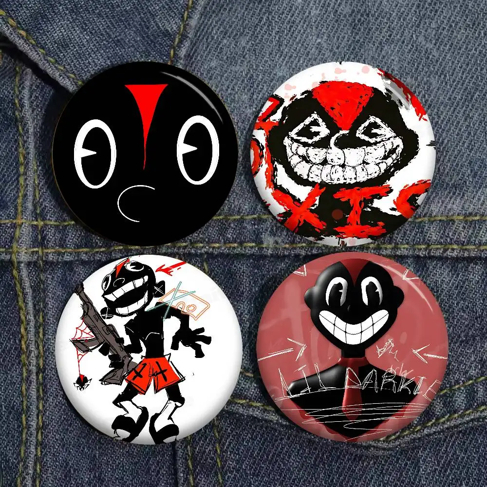 L-Lil Darkie Rapper Tinplate Pin Button Custom Anime Role Old-school Brooch Cartoon Collar Badge Jewelry Gift Fans