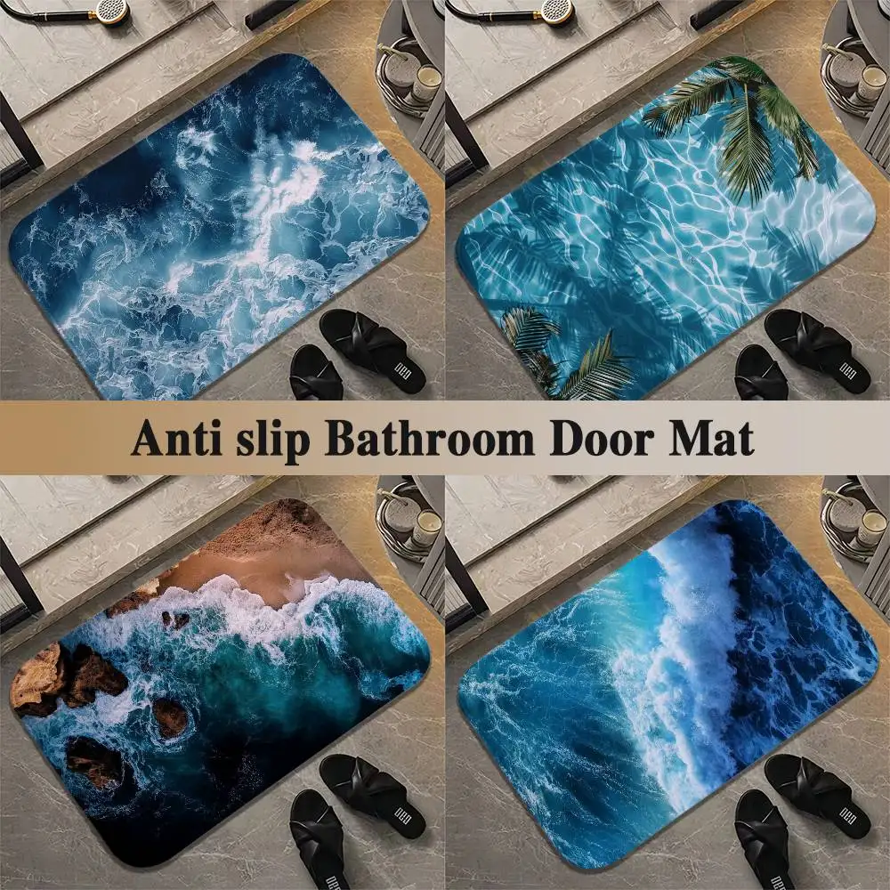 

Sea Wave Floor Mat Printed Large Carpets Room And Bedroom Carpets Bathroom Anti Slip Door MATS Small Carpets