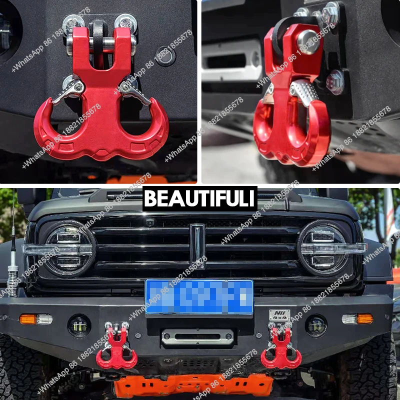 Stainless Steel Creative Base With 7075 Aluminum Alloy Sheep Horn Tow Hook Trailer Hitch Modified Accessories