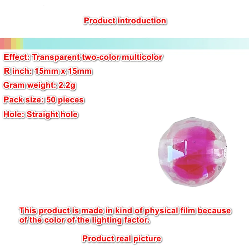 Two-Color Candy Heart Bundy Bead Angle Bead Transparent Section Bead Straight Hole Bead Acrylic DIY Series Hair Accessories N9