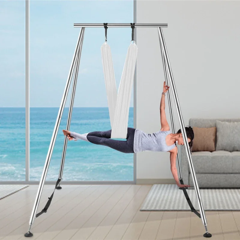 Aerial Yoga Swing Stand 551 lbs Load Bearing Portable Steel Frame with 20 / 40 ft Stretch Fabric for Indoor & Outdoor