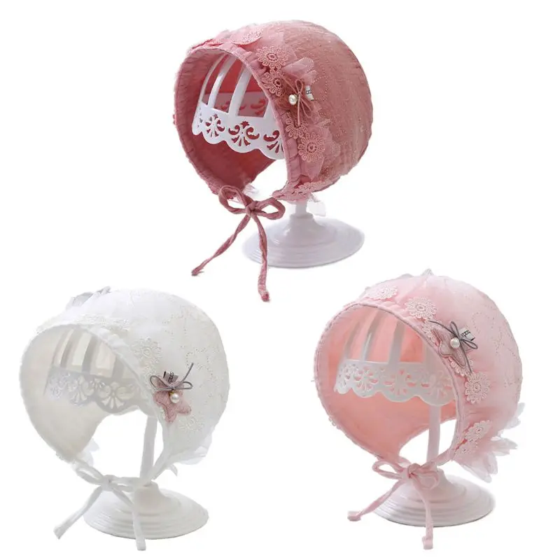 

Kids Lace Flower Caps Spring Summer Baby Hats Soft Bonnet Photography Props