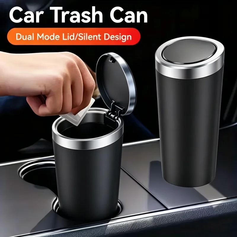Mini Basurero Compacto para Auto, a Prueba de Fugas, con Tapa de Apertura Fácil, Duradero, Bloqueador de Olores, Impermeable, de ABS, para Portavasos