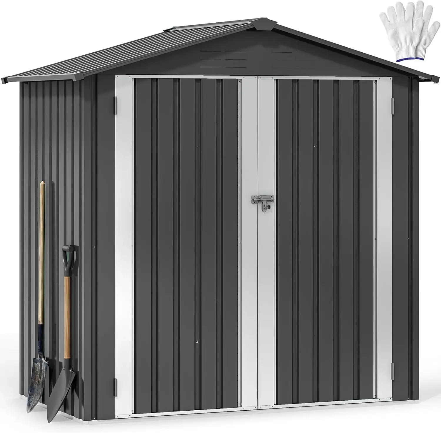 

DWVO 6x4ft Metal Outdoor Storage Shed, Waterproof Tool Shed Heavy-Duty Storage Unit with Lockable Door and Vents, Ideal for Bicy