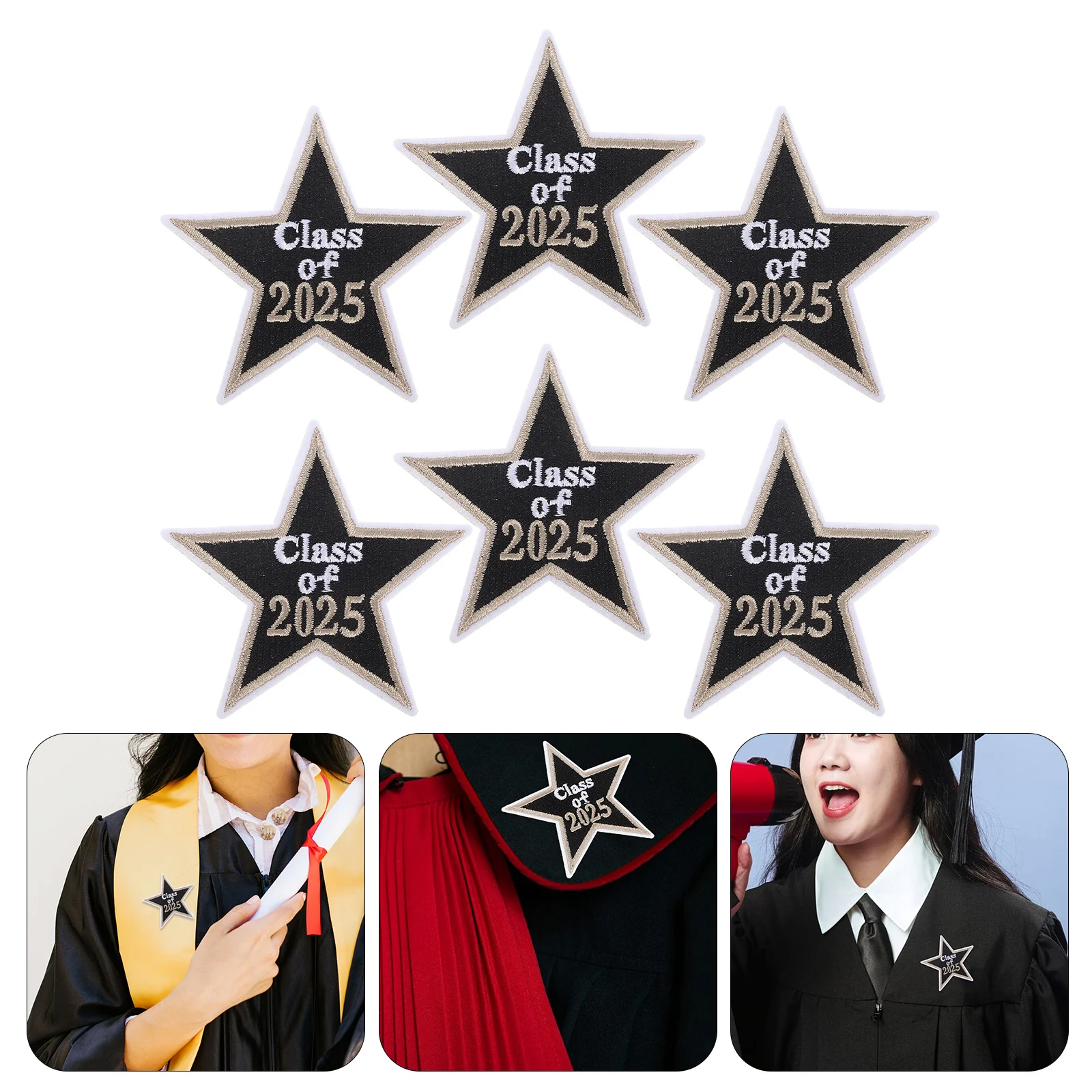 

6pcs Embroidery Patches Iron On For Clothes Graduation Cap Diy Vintage Retro Holiday Applique Patches Socks Bags Hats Handicraft