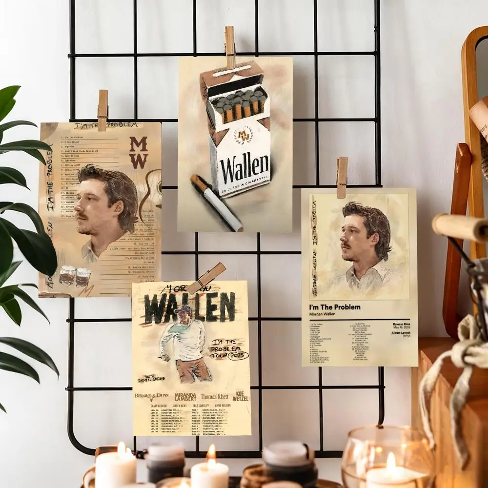 M-Morgan Wallen Painting Calligraphy Cotton Canvas Wall Art Poster - Aesthetic Painting for Living Room Bedroom Home Decor