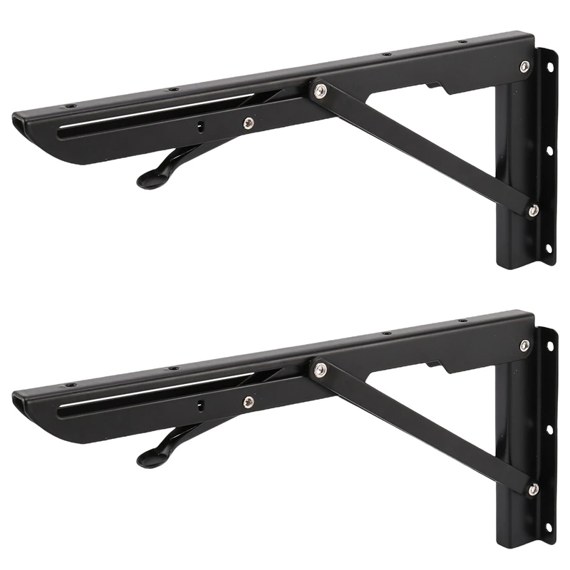 2Pcs 12Inch Folding Shelve Brackets Heavy Duty Metal Shelving Support Bracket Wall Mounted Floating Shelve Bracket