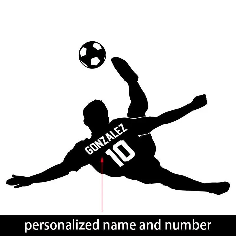 Personalized Soccer Player Name and Number Wall Sticker Vinyl Home Decor Kids Boys Room Bedroom Sport Football Decals Mural 3N01