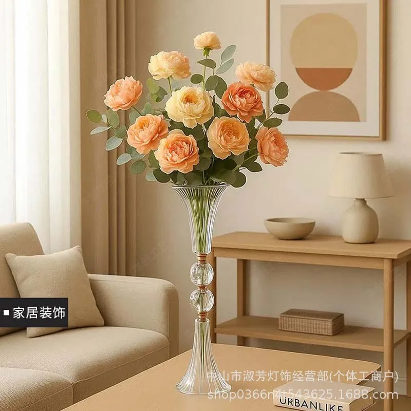 Crystal vase wedding decoration ornament wedding banquet hall road flower guide transparent acrylic flower stand