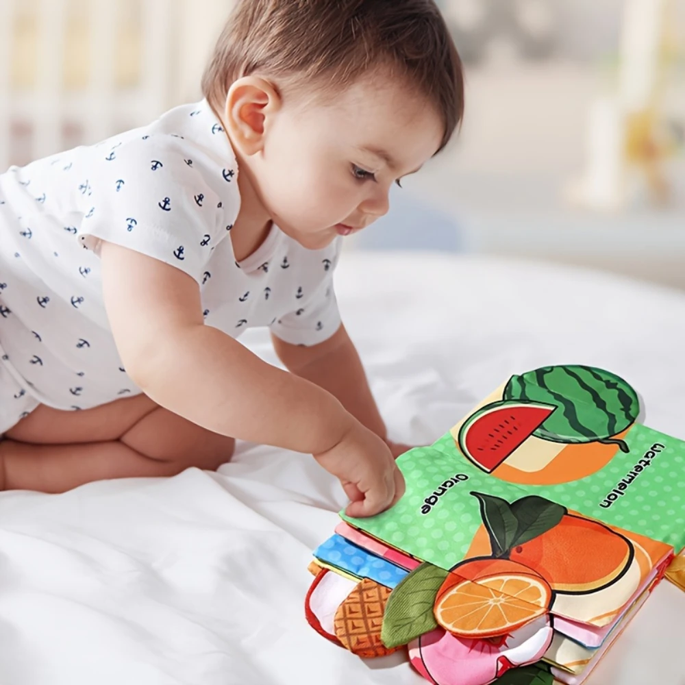 Baby Fruit Cloth Book - Colorful, Sensory Early Learning Toy with Audio & Visual Features - Perfect Christmas or Halloween Gift