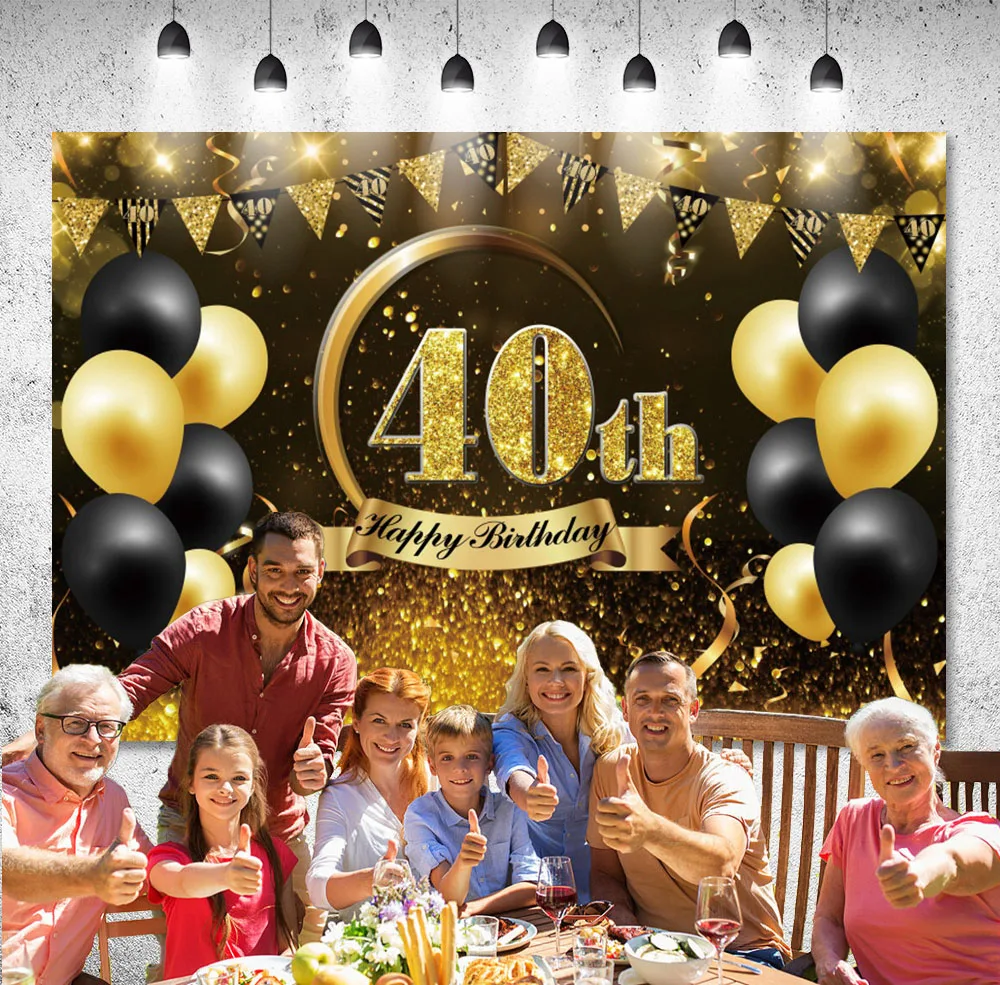 DIXSG Woman Man Happy Birthday Banner Background 30Th 40Th 50Th 60Th Balloons Party Photographic Background Photo Studio Props